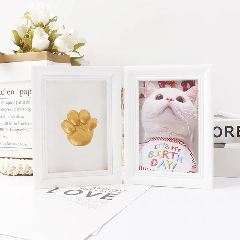 Custom Pet Paw Print Keepsake Frame – Personalized Pawprint & Photo Memorial