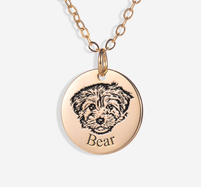 Custom Pet Necklace – Personalized Engraved Pet Portrait Pendant