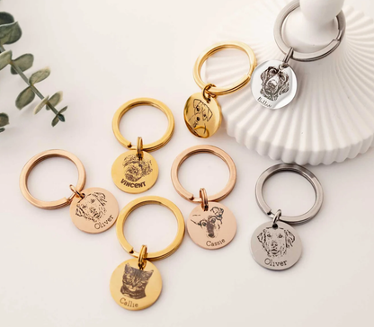 Custom Pet Keychain – Personalized Pet Portrait Keyring