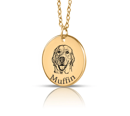 Custom Pet Necklace – Personalized Engraved Pet Portrait Pendant