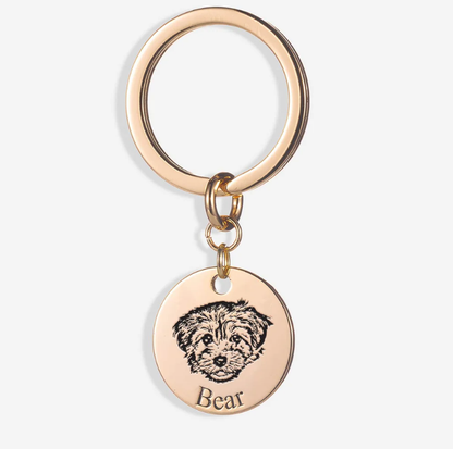 Custom Pet Keychain – Personalized Pet Portrait Keyring