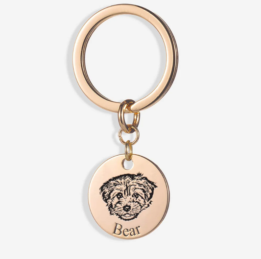 Custom Pet Keychain – Personalized Pet Portrait Keyring