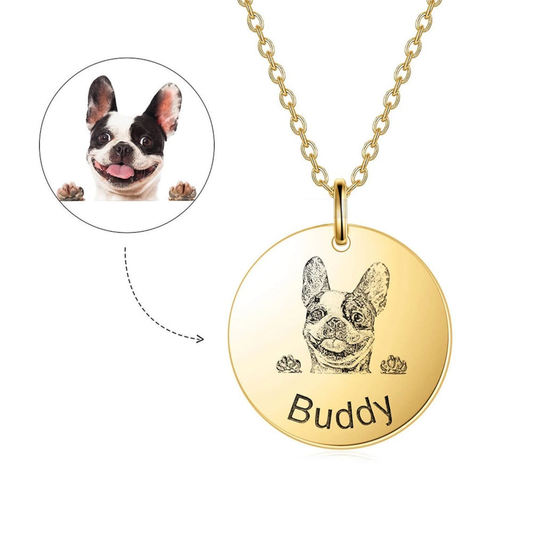 Custom Pet Necklace – Personalized Engraved Pet Portrait Pendant